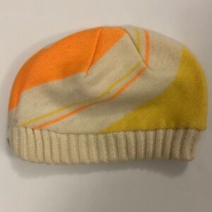 Smiley Hat O/S Cream Orange Yellow Pure Wool Excellent Condition